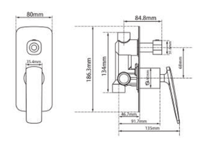 Wall Mixer with Diverter CHROME - MATT BLACK PST0157