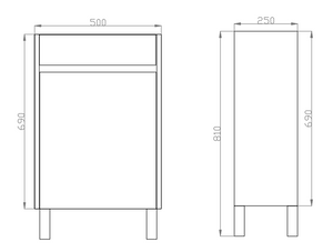 DG5025LG Dark Grey PVC Vacuum Filmed MDF Board -500L250D830H (mm) Q5025L-L-1