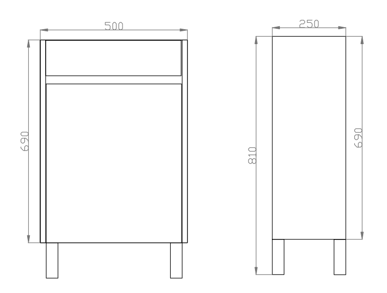 DG5025LG Dark Grey PVC Vacuum Filmed MDF Board -500L250D830H (mm) Q5025L-L-1