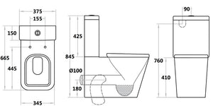 Black Qubist Back to Wall Toilet Suite Qubist Black QB003B