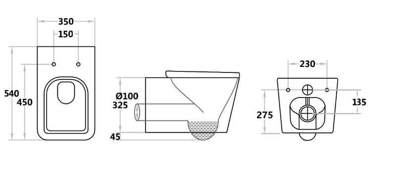 BTW Flush Down Wall Hung Pan Qubist Wall Hung Pan QB303WHP