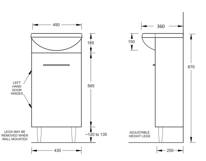 KP450_White High gloss painting MDF  Vanity RS4635L-L