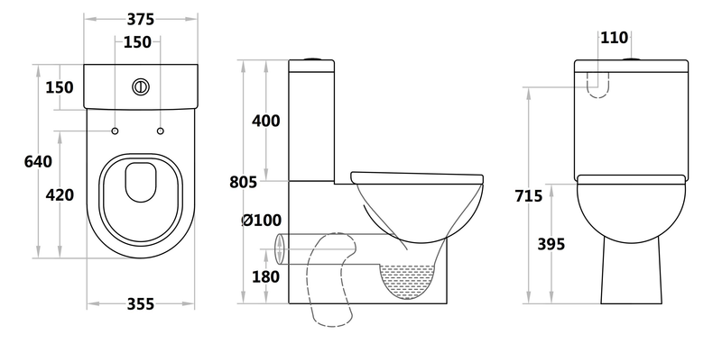 Rio Back to Wall Toilet Suite Rio RI013