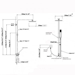 CH2125.SH.N+CH0100.SH+CH-S8.HHS Square Chrome Shower Station Top-Bottom Inlet AQ