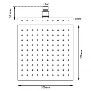 GM0135.SH Square Gun Metal Grey Brass Rainfall Shower Head 250mm AQ