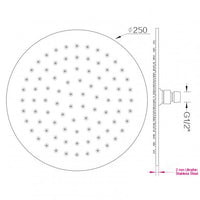 OX0007.SH Super-slim Round Black Rainfall Shower Head 250mm AQ