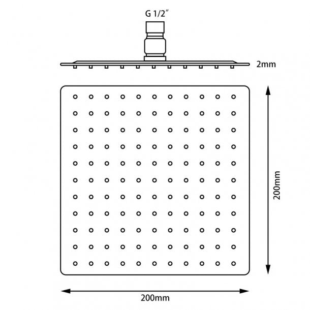 CH0100.SH Super-slim Square Chrome Rainfall Shower Head 200mm AQ