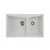 TWM-3220W 800 x 500 x 220mm Carysil White Double Bowl Granite Kitchen Sink Top-Flush Mount AQ