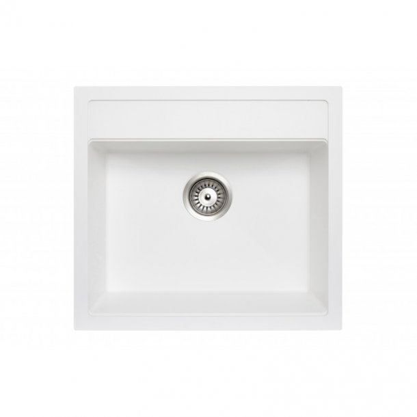 TWM-560FEW 560 x 510 x 200mm Carysil White Single Bowl Granite Top-Flush-Under Mount Kitchen-Laundry Sink AQ