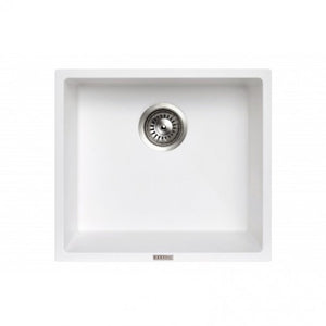 TWM-MSW 457 x 406 x 200mm Carysil White Single Bowl Granite Stone Kitchen-Laundry Sink Top-Flush-Under Mount AQ