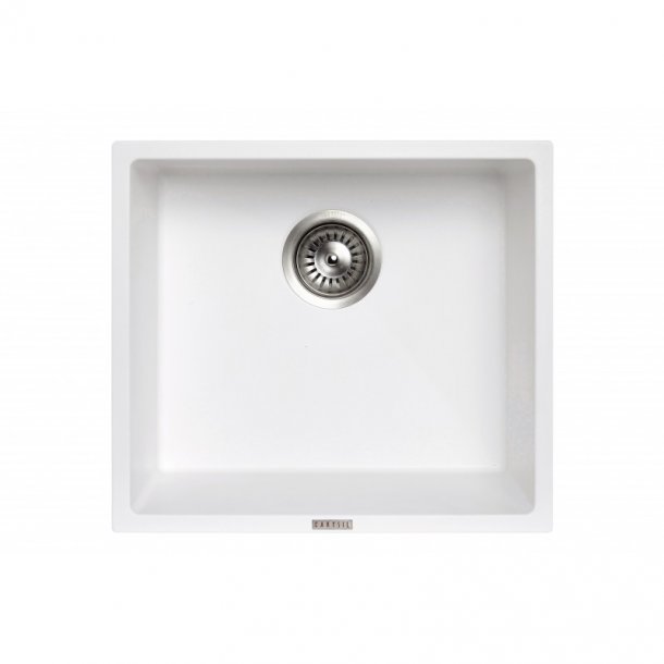 TWM-MSW 457 x 406 x 200mm Carysil White Single Bowl Granite Stone Kitchen-Laundry Sink Top-Flush-Under Mount AQ