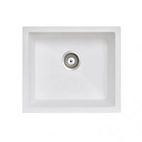 TWM-SW 533 x 457 x 205mm Carysil White Single Bowl Granite Kitchen-Laundry Sink Top-Flush-Under Mount AQ