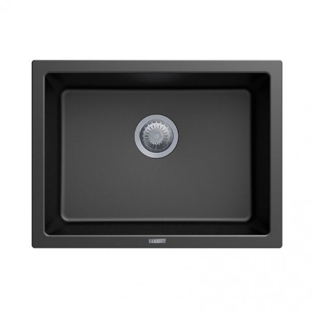 TWM6145 610 x 457 x 205mm Carysil Black Single Big Bowl Granite Kitchen-Laundry Sink Top-Flush-Under Mount AQ