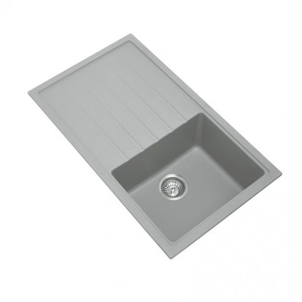 TWMD-100G 860 x 500 x 205mm Carysil Concrete Grey Single Bowl With Drainer Board Granite Kitchen Sink Top-Flush-Under Mount AQ