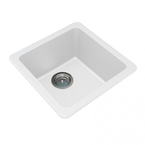 WH4242.KS White Granite Quartz Stone Kitchen-Laundry Sink Single Bowl Top-Under Mount 422X422X203mm AQ